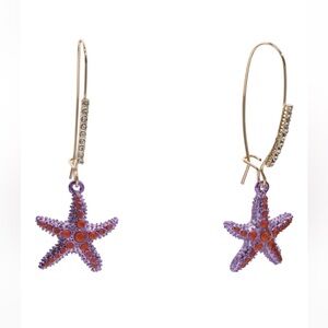 Betsey Johnson Purple and Orange Starfish Dangle Earrings